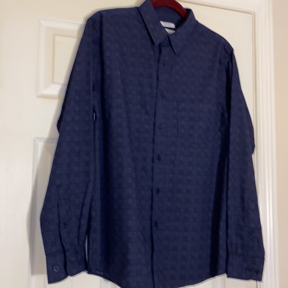Vintage Haggar Men’s Blue Fitted Button down Long Sleeve Shirt Blue White Med - Picture 5 of 7